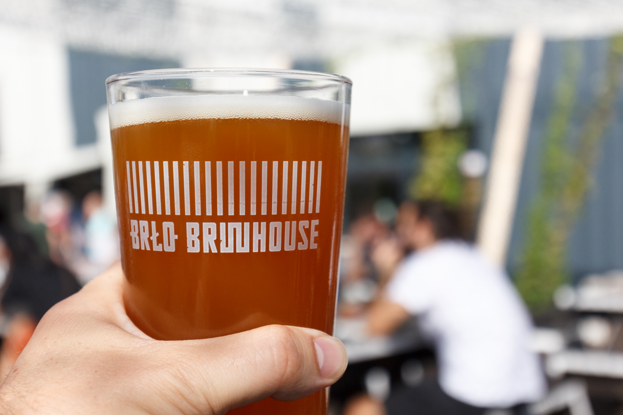 BRLO Pale Ale in the beer garden at BRLO Brwhouse - a craft beer brewery, bar, restaurant and beer garden and the edge of Park am Gleisdreieck in Berlin