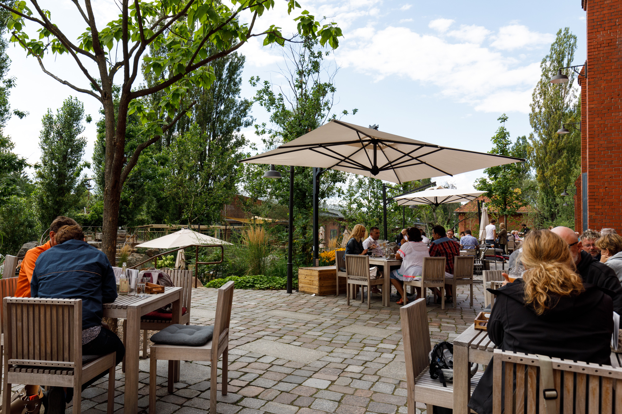 The beer garden at Stone Brewing Berlin, the European headquarters of the US craft brewer in the former Marienfedorf gasworks