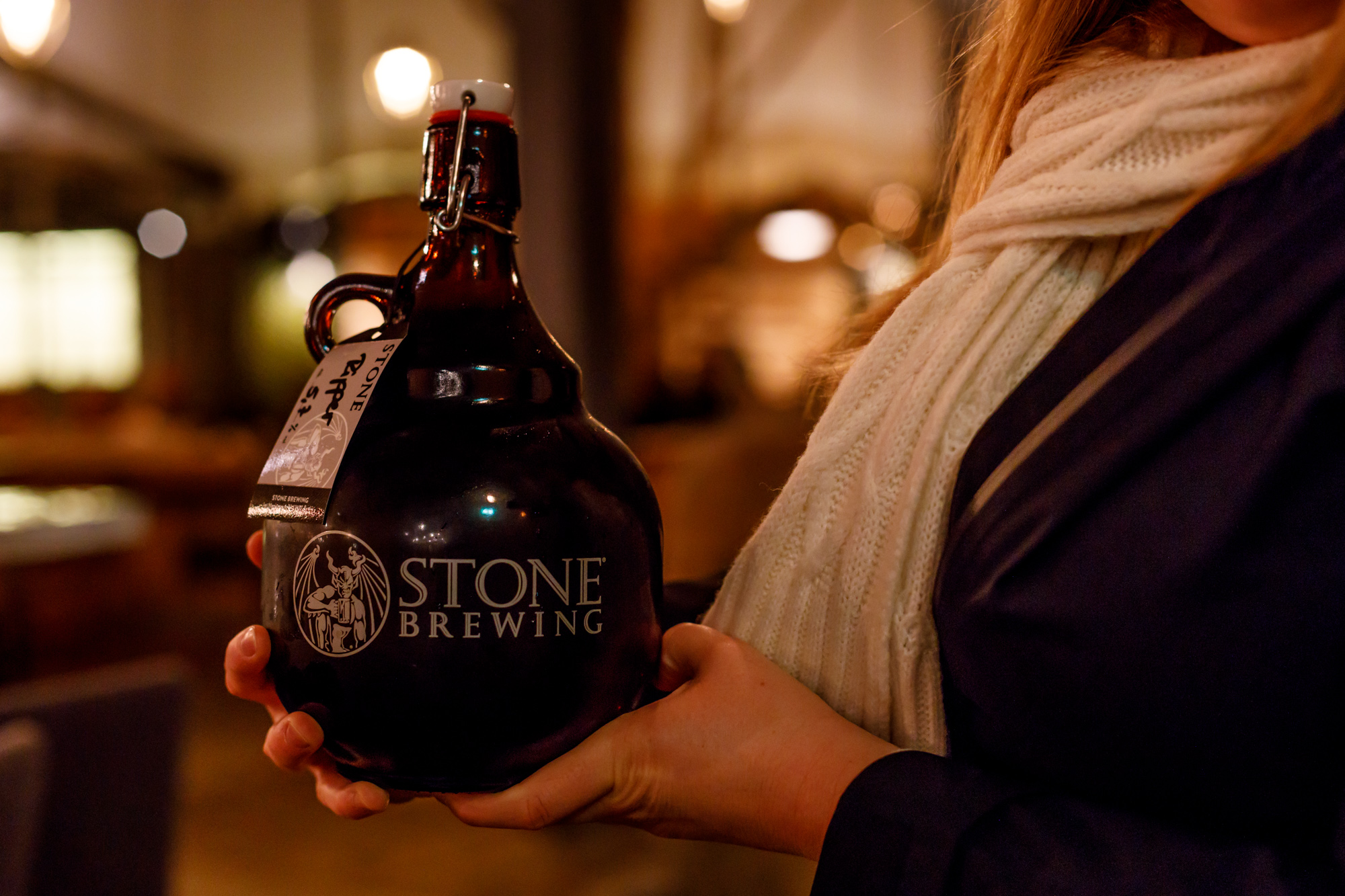 A Stone Ripper 2l growler at Stone Brewing Berlin, the European headquarters of the US craft brewer in the former Marienfedorf gasworks