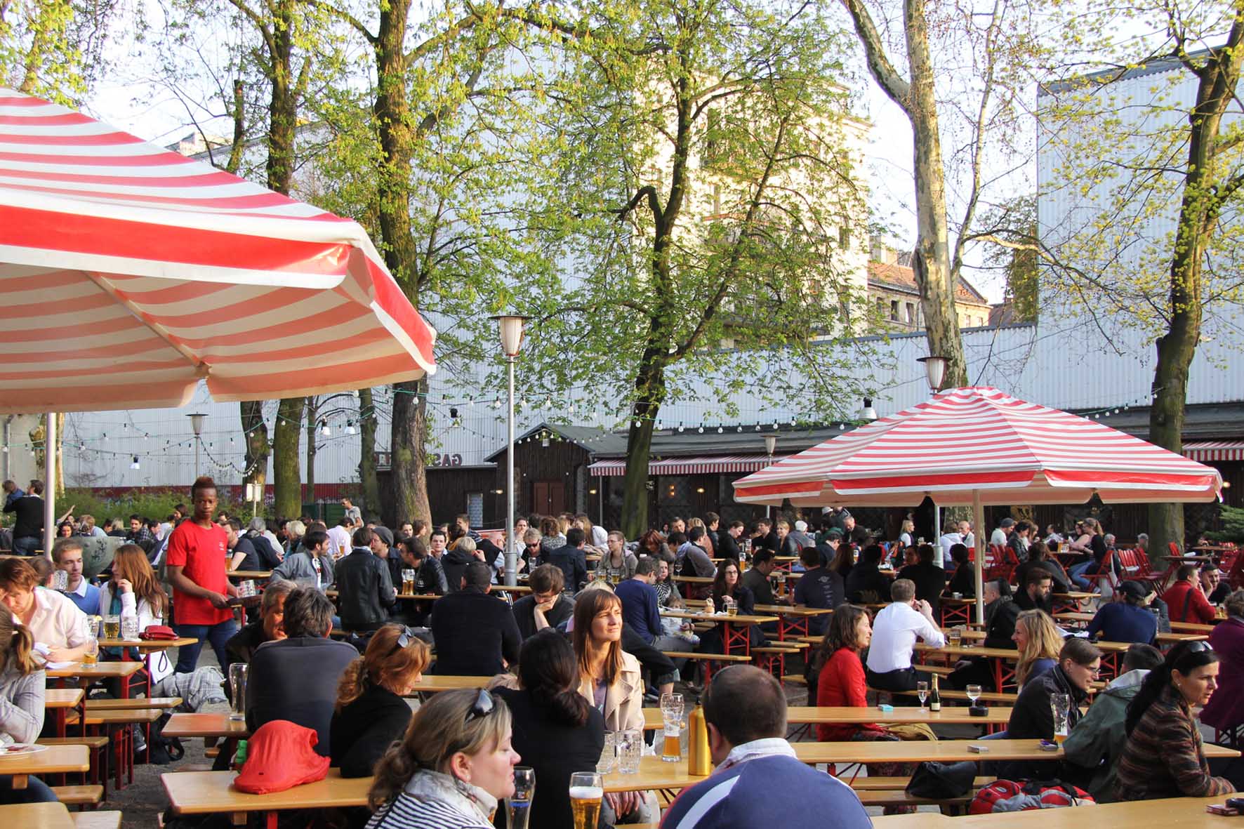 The crowd at PraterGarten Beer Garden in Berlin
